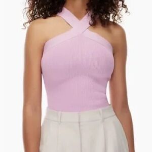 Aritzia Babaton Sculpt Knit Cross Cross Top in Slyrical Lilac small